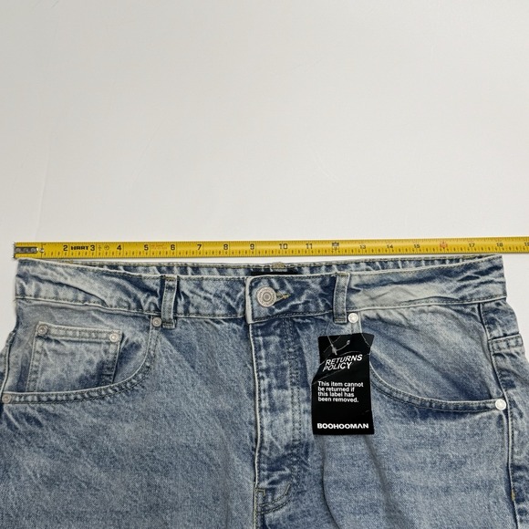 BoohooMAN Baggy Rigid Washed Jeans Light Blue Size 34 Button-Fly Actual 36x31 - Picture 9 of 16